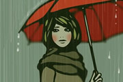 傘をさした女性のイラスト