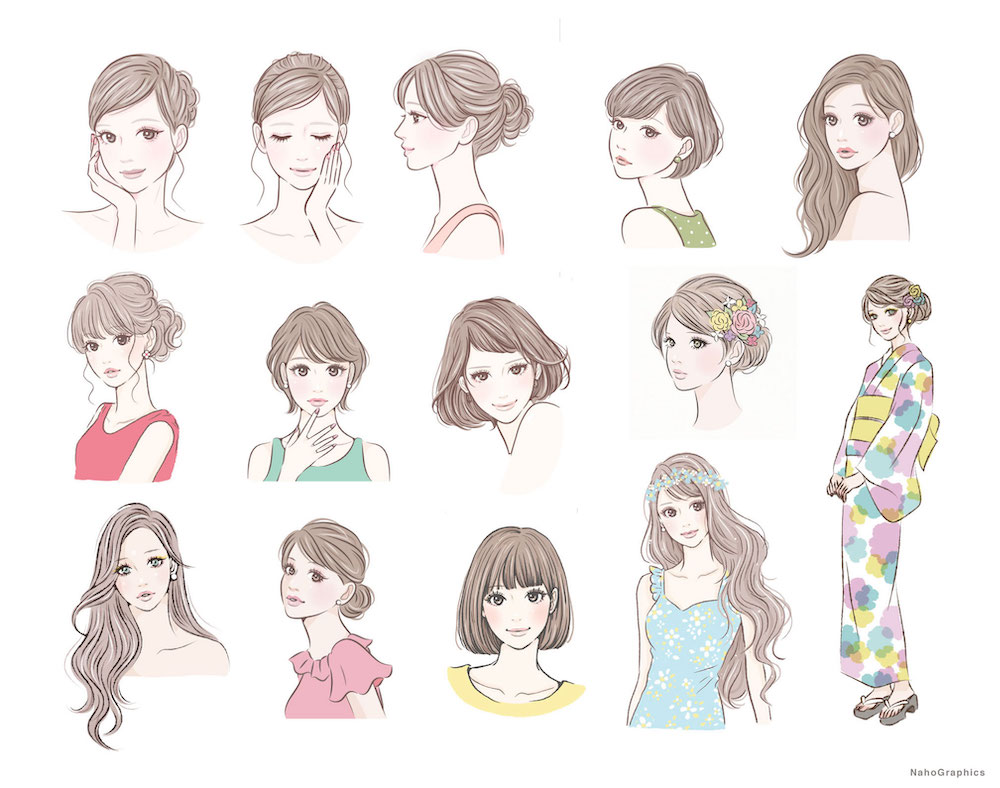 手描きのおしゃれな女性・女の子のイラスト