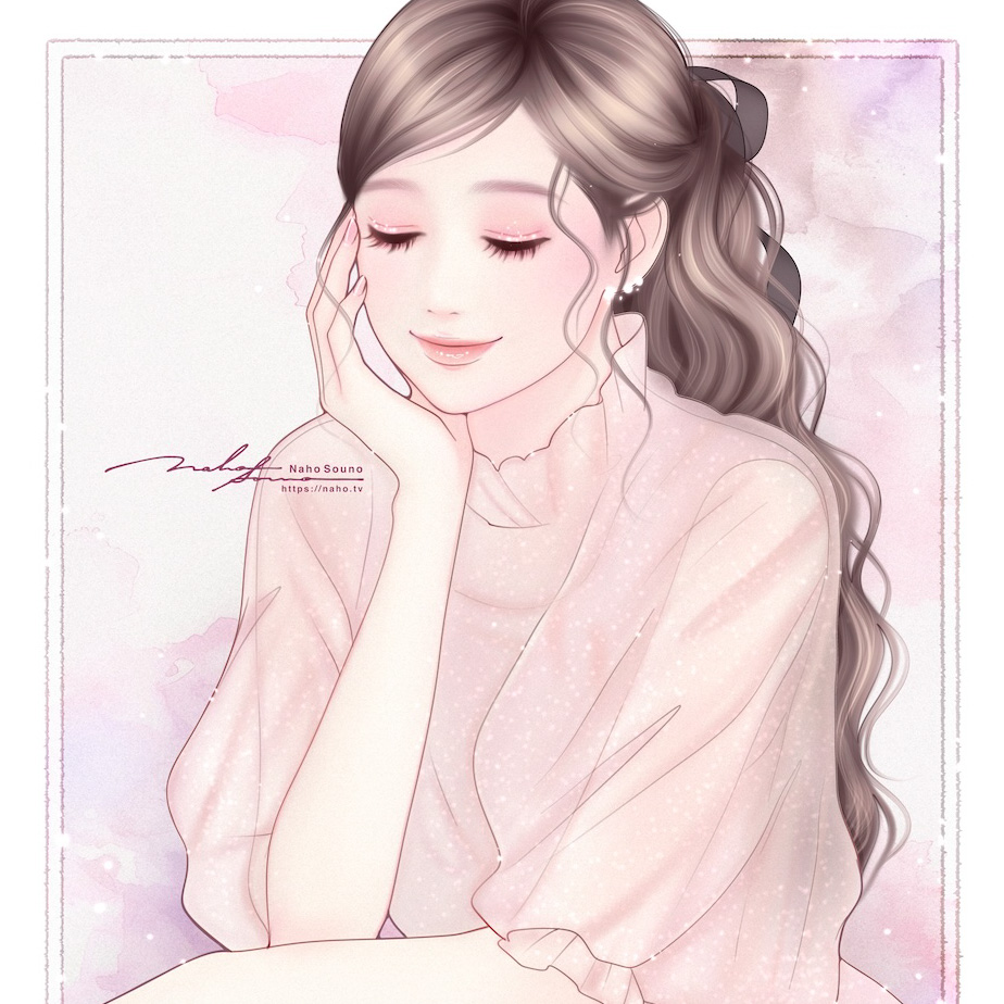 ナチュラルな清楚女性,女の子のイラスト